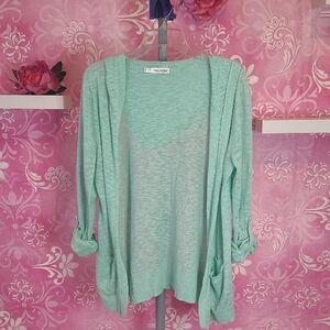 Maurices Light Green Open-Front Cardigan